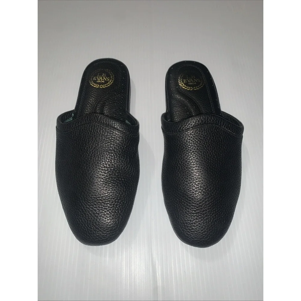L.B. Evans Aristocrat Scuff Slippers Shoes Mens Size 8M Black Leather Mule House